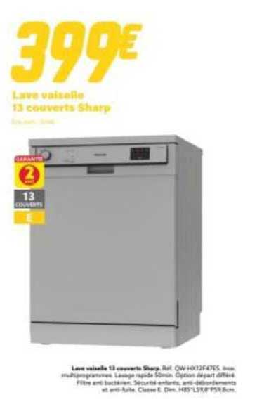 lave vaisselle 13 couverts sharp