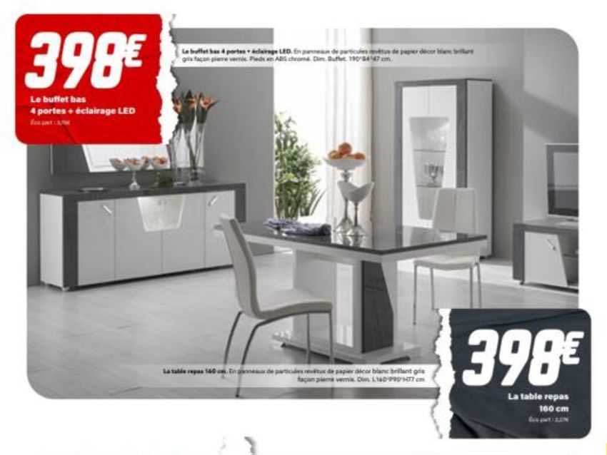 Le Buffet Bas 4 Portes + éclairage Led