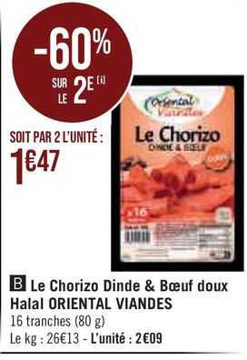 Le Chorizo Dinde & Bœuf Doux Halal Oriental Viandes