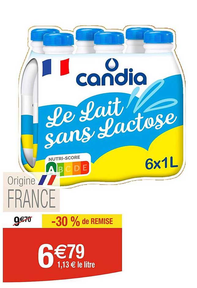le lait sans lactose candia