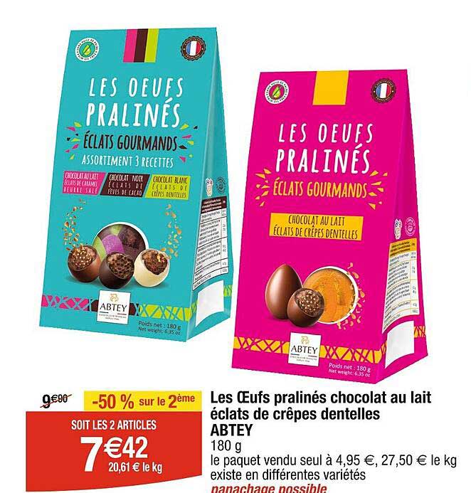 Les œufs Pralinés Chocolat Au Lait éclats De Crêpes Dentelles Abtey