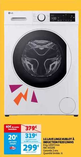 lg lave linge hublot à induction f82d13whs