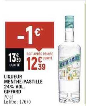 liqueur menthe-pastille 24% vol giffard
