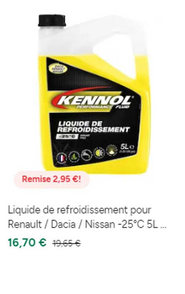 liquide de refroidissement pour renault / dacia / nissan -25°c 5l...