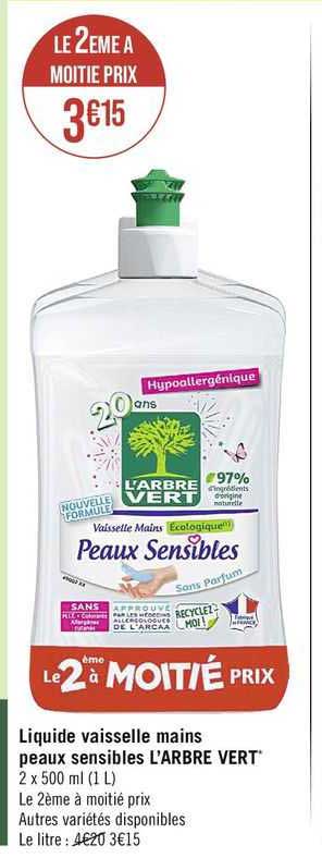 liquide vaisselle mains peaux sensibles l'arbre vert