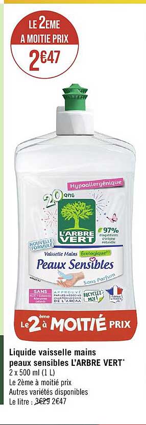 liquide vaisselle mains peaux sensibles l'arbre vert