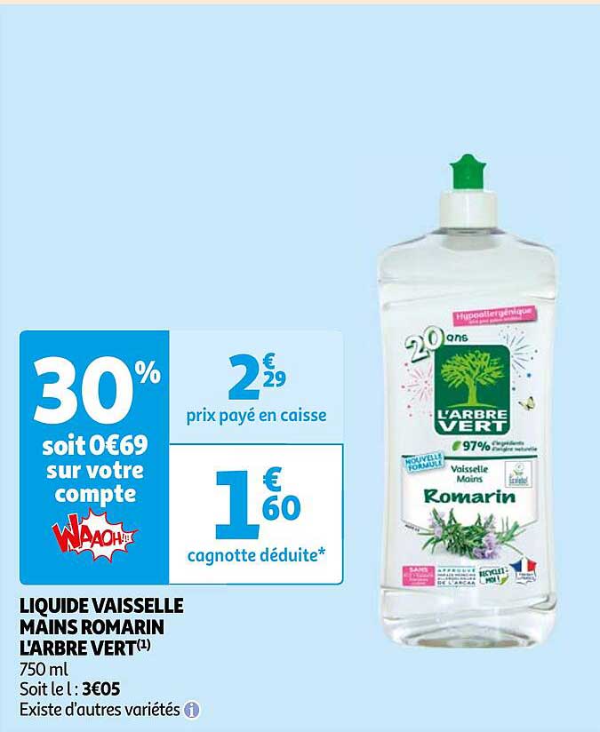 liquide vaisselle mains romarin l'arbre vert