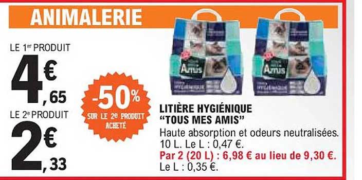 litière hygiéniques "tous mes amis"