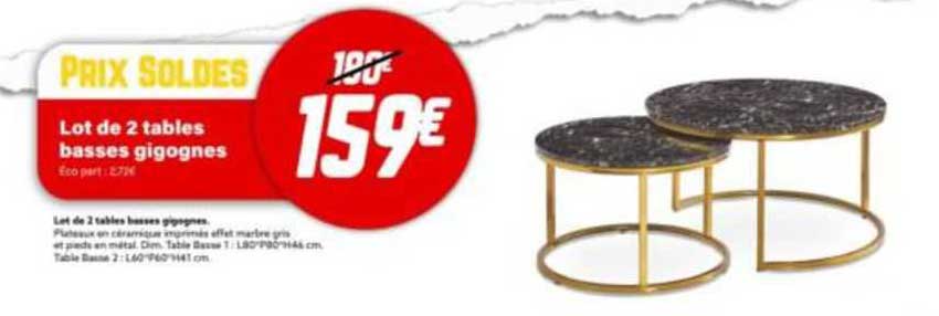 Lot De 2 Tables Basses Gigognes