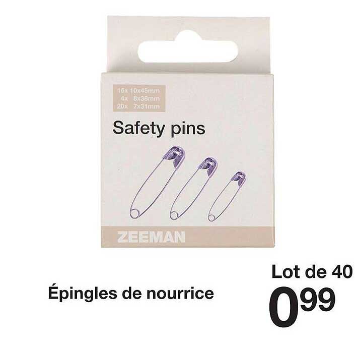 lot de 40 épingles de nourrice