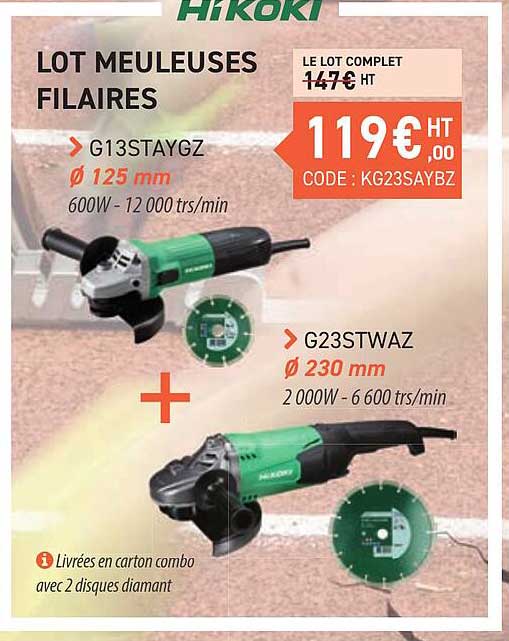 lot meuleuses filaires hikoki