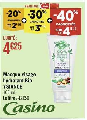 masque visage hydratant bio ysiance