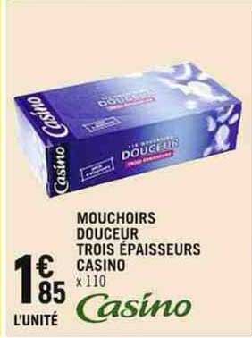 mouchoirs douceur trois épaisseurs casino