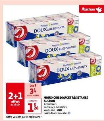 mouchoirs doux et résistants auchan