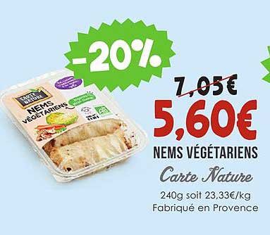 nems végétariens carte nature