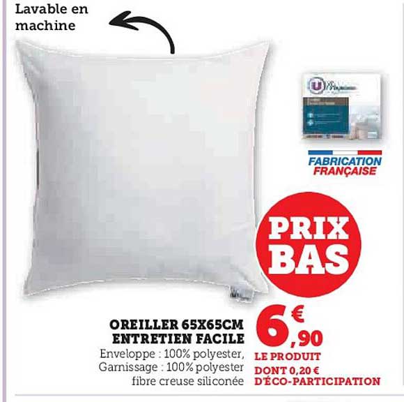 oreiller 65 x 65 cm entretien faciel
