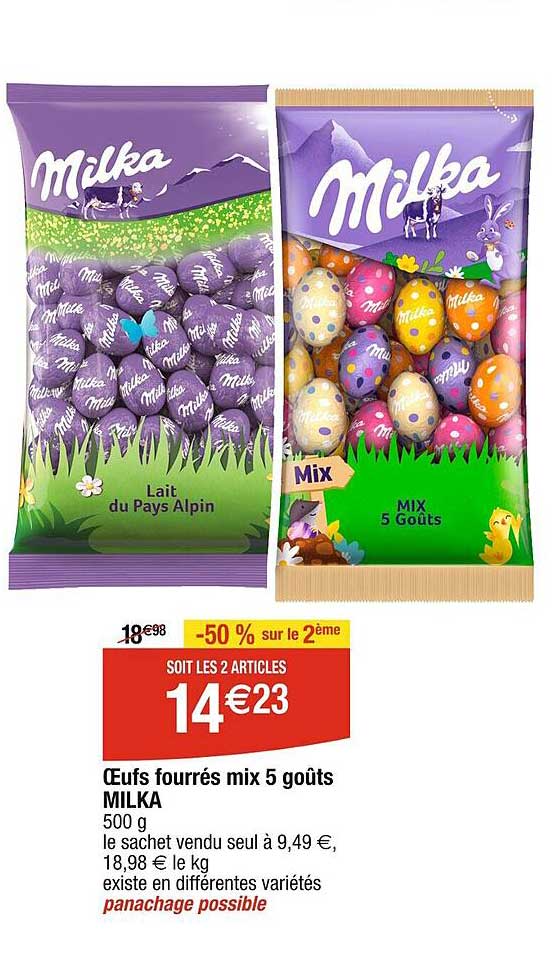 œufs fourrés mix 5 goûts milka