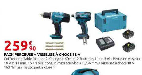 pack perceuse + visseuse à chocs 18 v