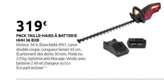 pack taille-haies à batterie hhh 36 bxb