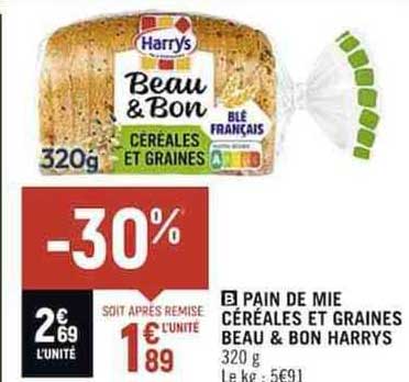 pain de mie céréales et graines beau & bon harrys