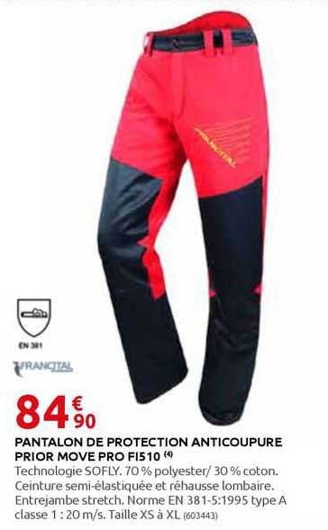 pantalon de protection anti coupure prior move pro fi510