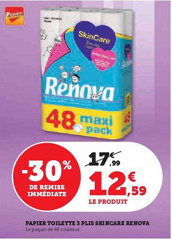 papier toilette 3 plis skincare renova