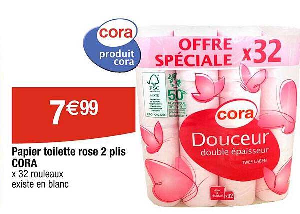 papier toilette rose 2 plis cora