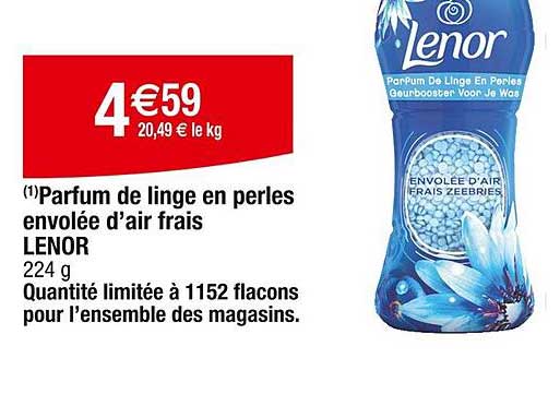 parfum de linge en perles envolée d'air frais lenor
