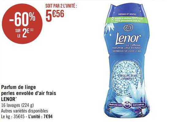 parfum de linge perles envolée d'air frais lenor