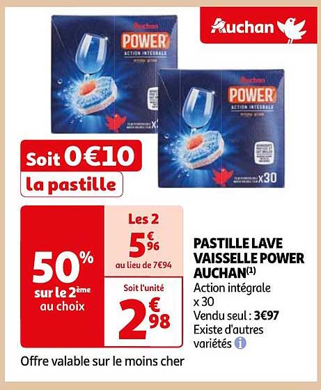 pastille lave vaisselle power auchan