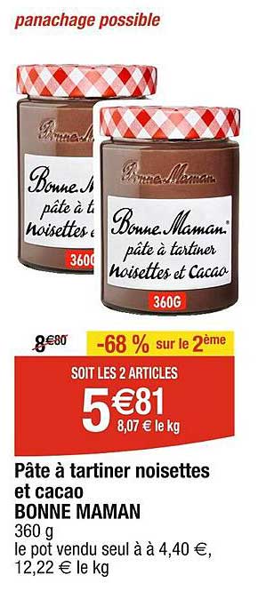pâte à tartiner noisettes et cacao bonne maman