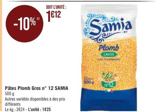pâtes plomb gros n° 12 samia