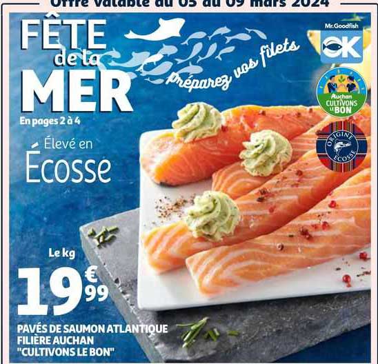 pavés de saumon atlantique filière auchan "cultivons le bon"