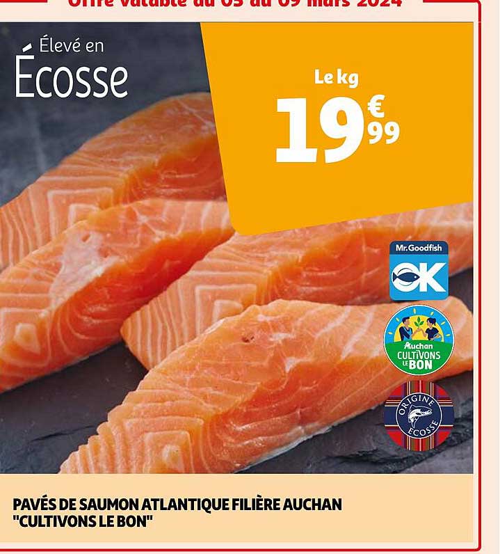 pavés de saumon atlantique filière auchan "cultivons le bon"