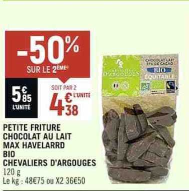 petite friture chocolat au lait max havelarrd bio chevaliers d'argouges