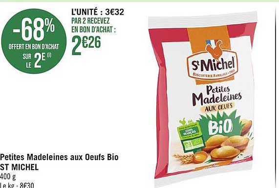 petites madeleines aux œufs bio st michel