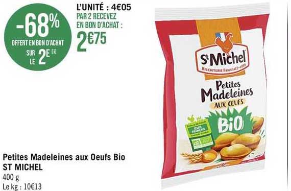 petites madeleines aux œufs bio st michel