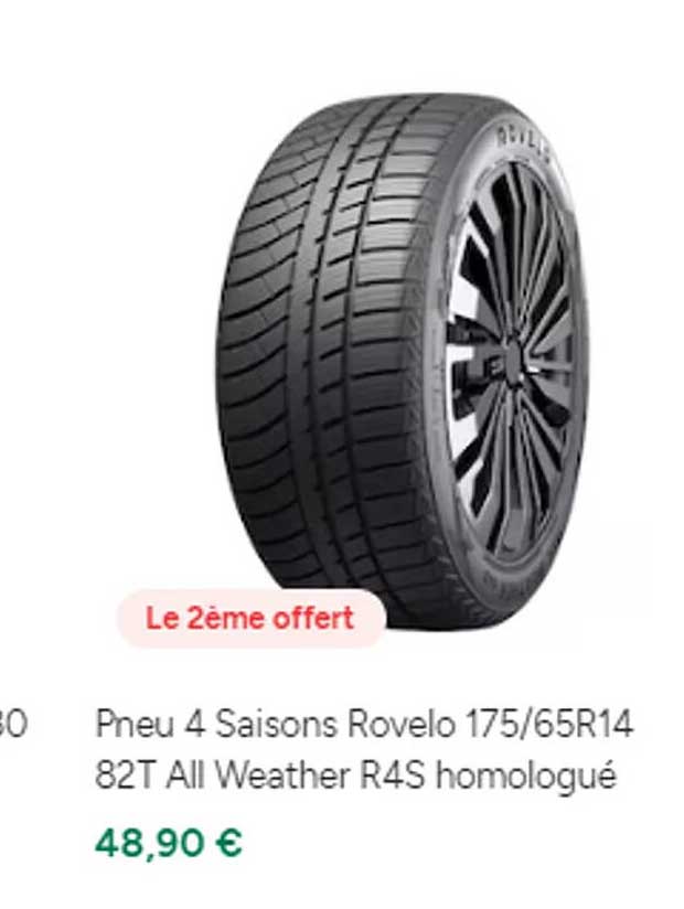 pneu 4 saisons rovelo 175/65r14 82t all weather r4s homologué