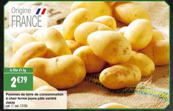 pommes de terre de consommation à chair ferme jaune pâle variété jazzy