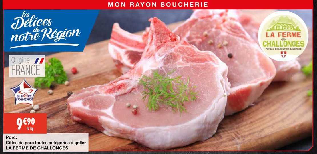 porc : côtes de porc toutes catégories à griller la ferme de challonges