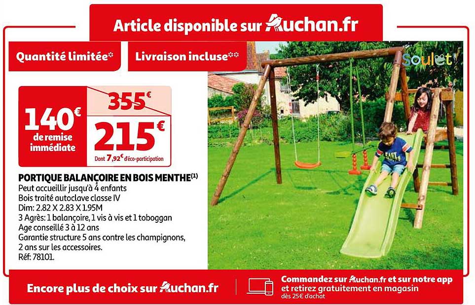 portique balançoire en bois menthe