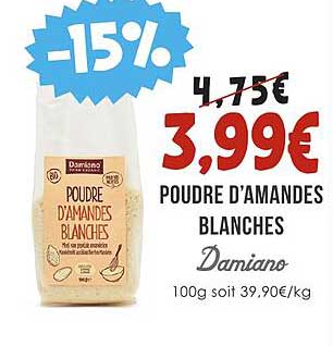 poudre d'amandes blanches damiano