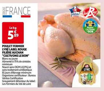 poulet fermier lyré label rouge filière auchan "cultivons le bon"