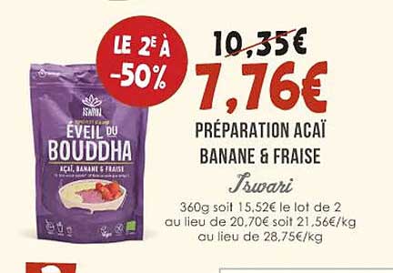 préparation acaï banane & fraise iswari
