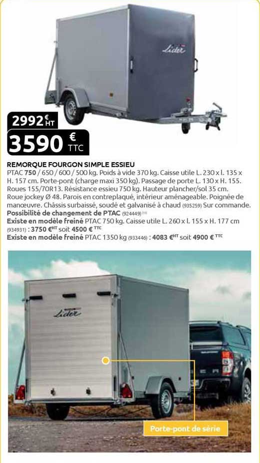 remorque fourgon simple essieu