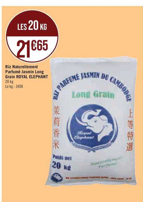 riz naturellement parfumé jasmin long grain royal elephant