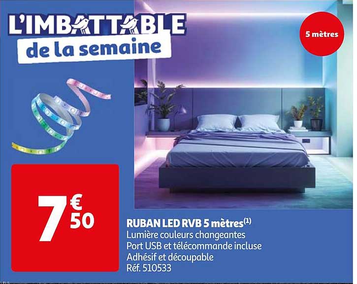 ruban led rvb 5 mètres