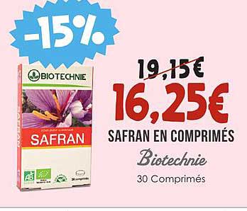 safran en comprimés biotechnie