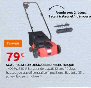 scarificateur démousseur électrique temver
