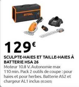 sculpte-haies et taille-haies à batterie hsa 26